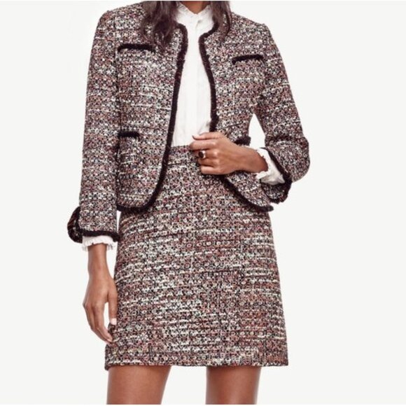NWT Ann Taylor Womens Petite Size 0 0P Sequin Accent Tweed Blazer Jacket NEW - Picture 7 of 7